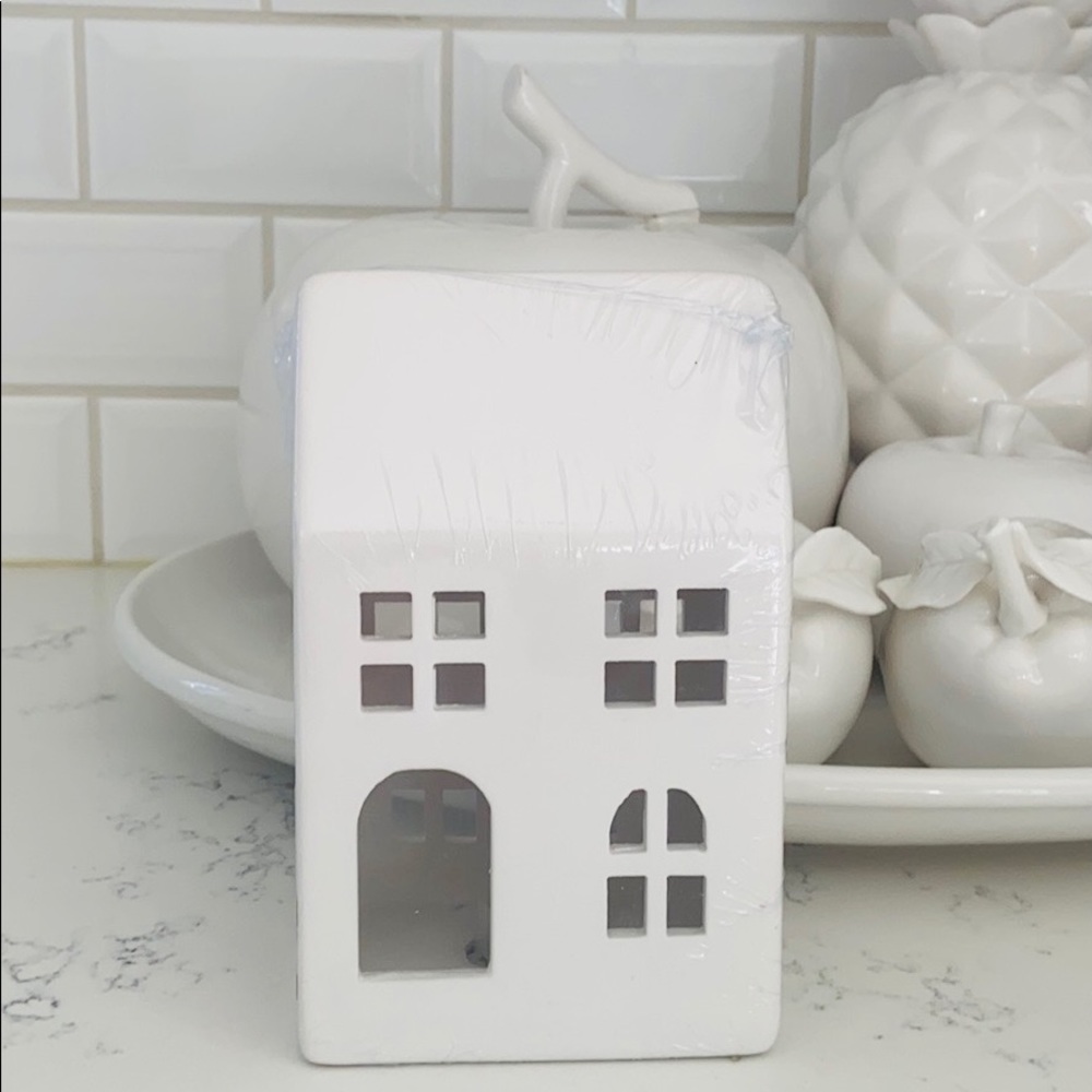 White Ceramic Tall Light Up House
